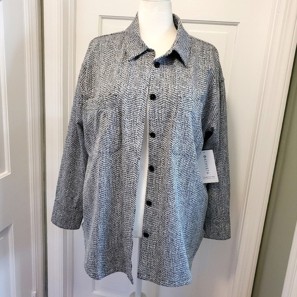 NWT Athleta Black & White Textured Shirt Jacket Size XL, Retail $149.00, Casual - Picture 1 of 12
